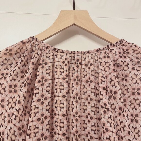 NWOT Misa Pink Tile Print Pullover Mini Dress Smocked Waist Size XS - Picture 7 of 12